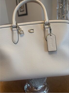 NWOT COACH Cream Pebbled Leather Bag with C Charm
